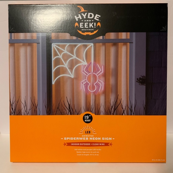 NIB. HYDE & EEK! Spider Web Neon Wall Decor - Picture 4 of 7